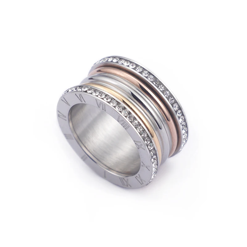 Kalen, новинка, 3 цвета, нержавеющая сталь, Bague Femme, трендовые, кубический циркон, обручальные кольца для женщин, римские цифры, Anillos Mujer, ювелирные изделия