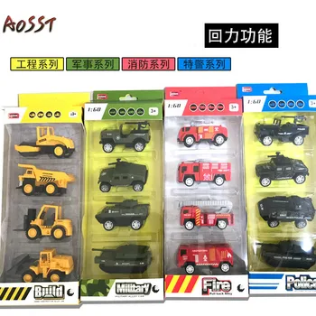 

4pcs Simulation Car Set Mini Alloy Vehicle Engineering Military Model Hot Souptoys Non Remote Control Children's Toys Car Model