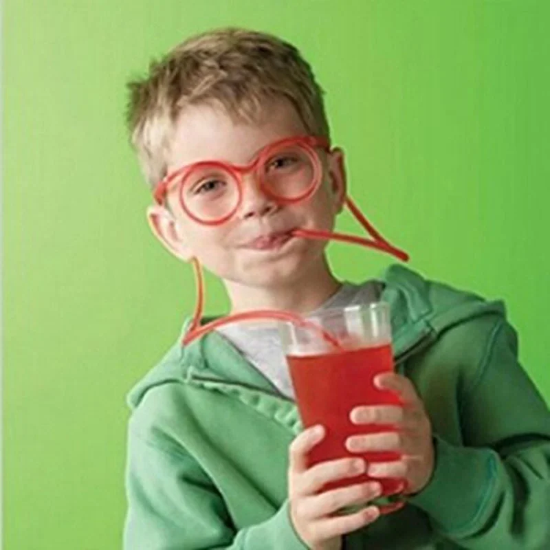 

1pc Glasses Straw Flexible Drinking Kids Party Accessories Diy Straws Colorful Plastic Drinking for Bar Birthday Party Supplies