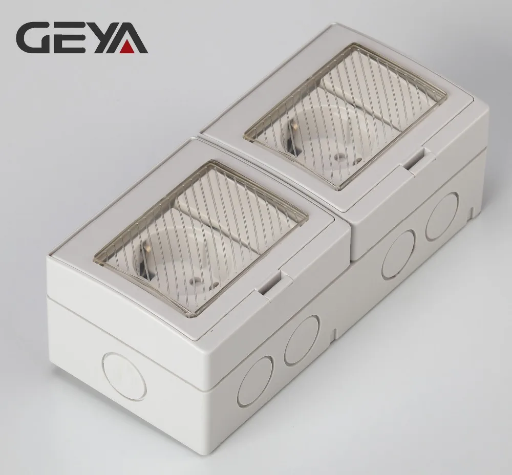 

GEYA German Type Waterproof 2 Gang Switch 2 Gang Socket or 2 Gang 2 Way Bathroom Home or Industrial Use