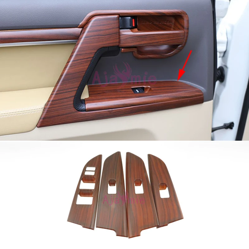 

Wood Color Cover Window Glass Button Trims Overlay 2016 2017 Car Styling For Toyota Land Cruiser 200 Accessories