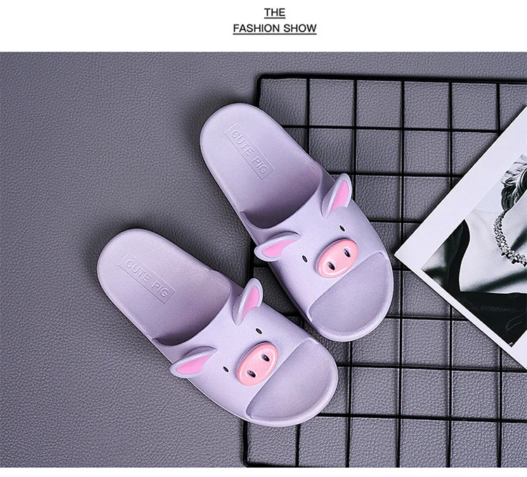Новые мужские тапочки летние сандалии для ванной домашние тапочки с рисунком милой свиньи нескользящие легкие мужские пляжные вьетнамки на плоской подошве