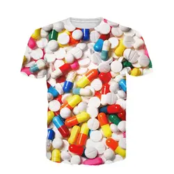 2018 Новый 3D футболка таблетки Полный Печатный футболка забавные короткий рукав o-образным вырезом футболки Harajuku наряд топы плюс S-5XL R1993
