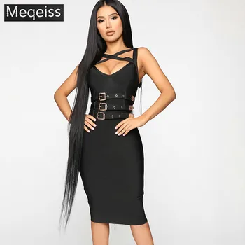 

2019 Summer Women Dress V Neck Sashes Bandage Dress Sexy Bodycon Elegant Club Celebrity Party Black Dresses Vestidos wholesale