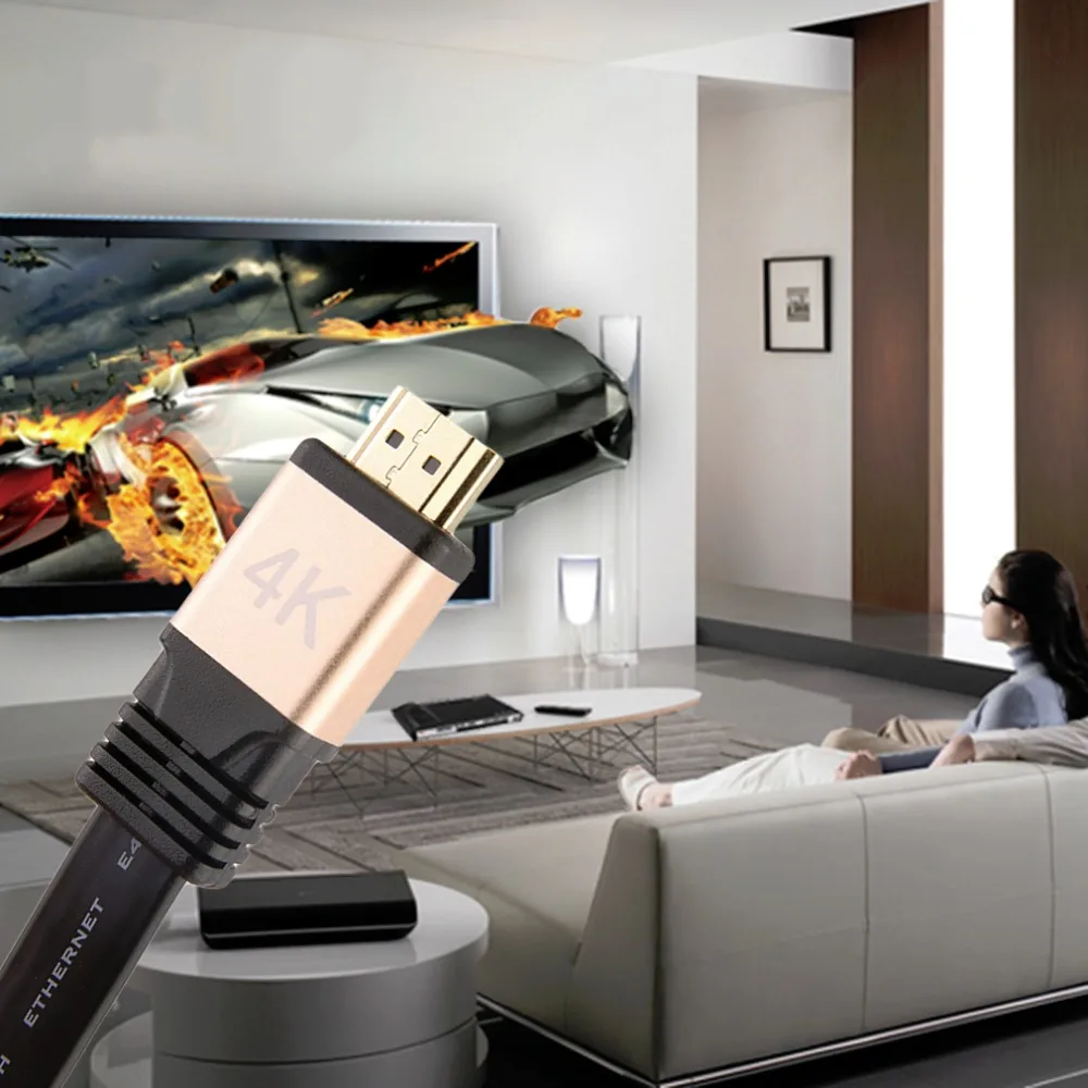 

HDMI 2.0 4K 30AWG HD 18Gbps 3D Audio Return Ethernet 1m/1.8m/3m/5m/10m HDMI FLAT Cable Support HD 1080p 1440p 2x1080p 2160p