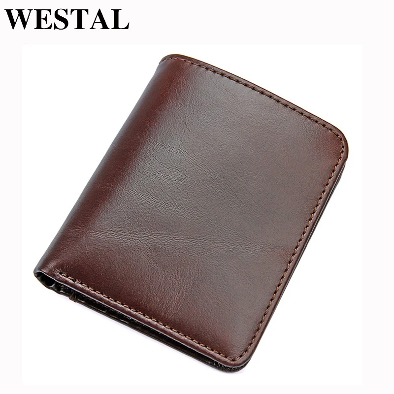 

WESTAL Money Clip Wallet Men Wallets Fashion Male Clutch Wallets Genuine Leather Wallet Mini Purse Brand Short Men Purse 8160