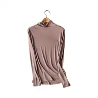 2019 Autumn Winter Women Nature Silk Double-sided Knitted Real Silk Neckwear Thin High Collar Thermal Underwear Tops T-shirt
