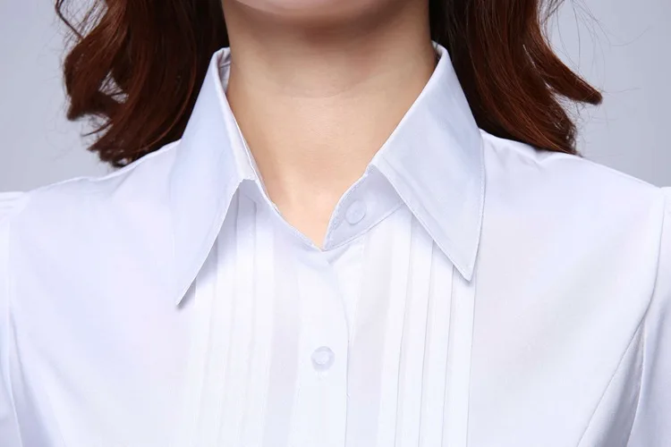 Модная официальная рубашка женская одежда НОВАЯ тонкая белая блузка с длинным рукавом Элегантная Офисная Женская одежда для работы топы размера плюс