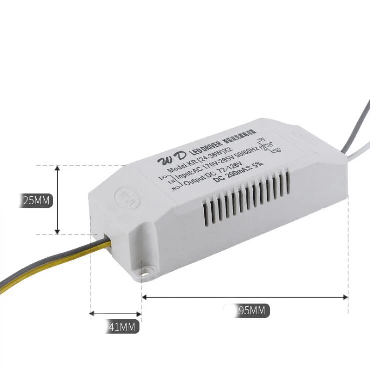 220V 24-36W* 2 светодиодный Мощность драйвер внешнего постоянного тока терминал головка Мощность диск для потолочный светильник