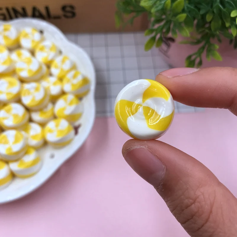 Новые горячие кавайные миниатюрные глиняные леденцы, круглые леденцы, глиняные конфеты для рукоделия, Скрапбукинг DIY - Цвет: yellow candy
