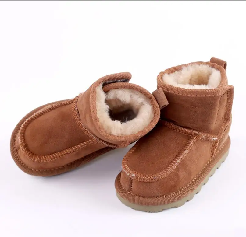 Детские зимние ботинки для мальчиков и девочек; детские зимние ботинки из овчины; обувь на натуральном меху; детская обувь из натуральной кожи; австралийская обувь