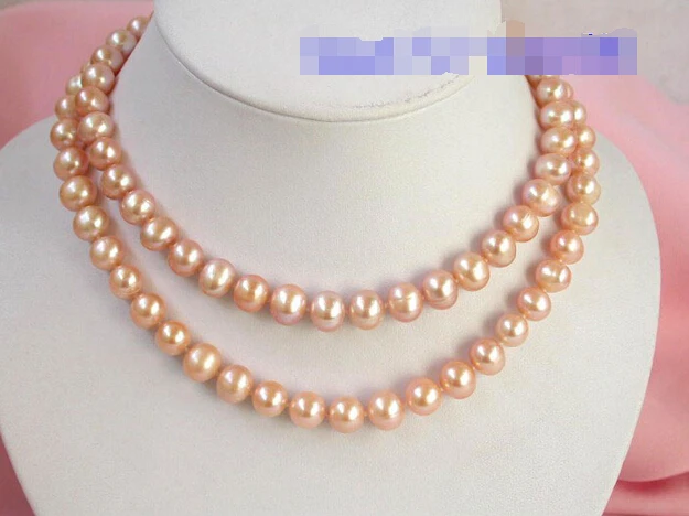 

Free shipping >>>>>N594 NATURAL 32" round 10mm real pink pearls necklace