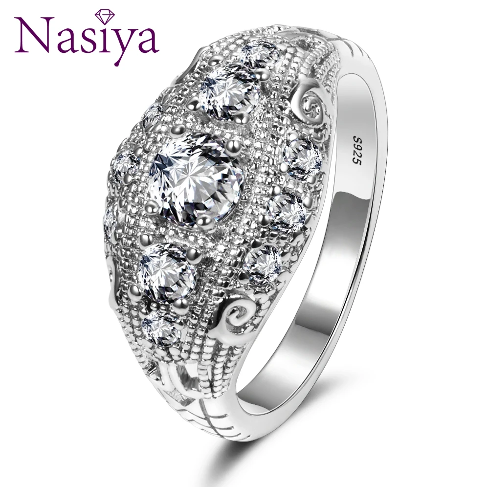 

Romantic Luxury Wedding Rings With AAA Cubic Zircon Crystal Ring For Women New Brand 925 Silver Wedding Party Jewelry Gift