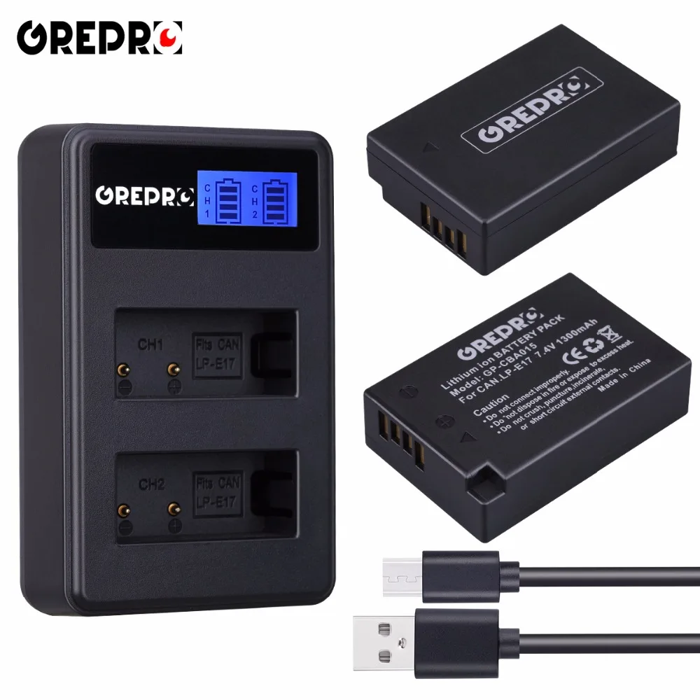 2pcs 1300mAh LP-E17 Camera Battery LPE17 LP E17+LCD Dual Charger for Canon EOS M3 M5 M6 750D 760D T6i T6s 800D 8000D Kiss X8i