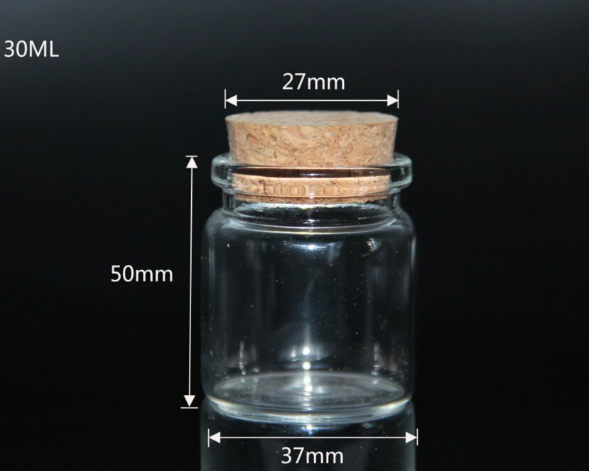 50 шт. 37*50 мм Мини стеклянные бутылки желаний пустые специи крошечные баночки Бутылочки для хранения с пробковой пробкой Свадебный подарок домашний декор