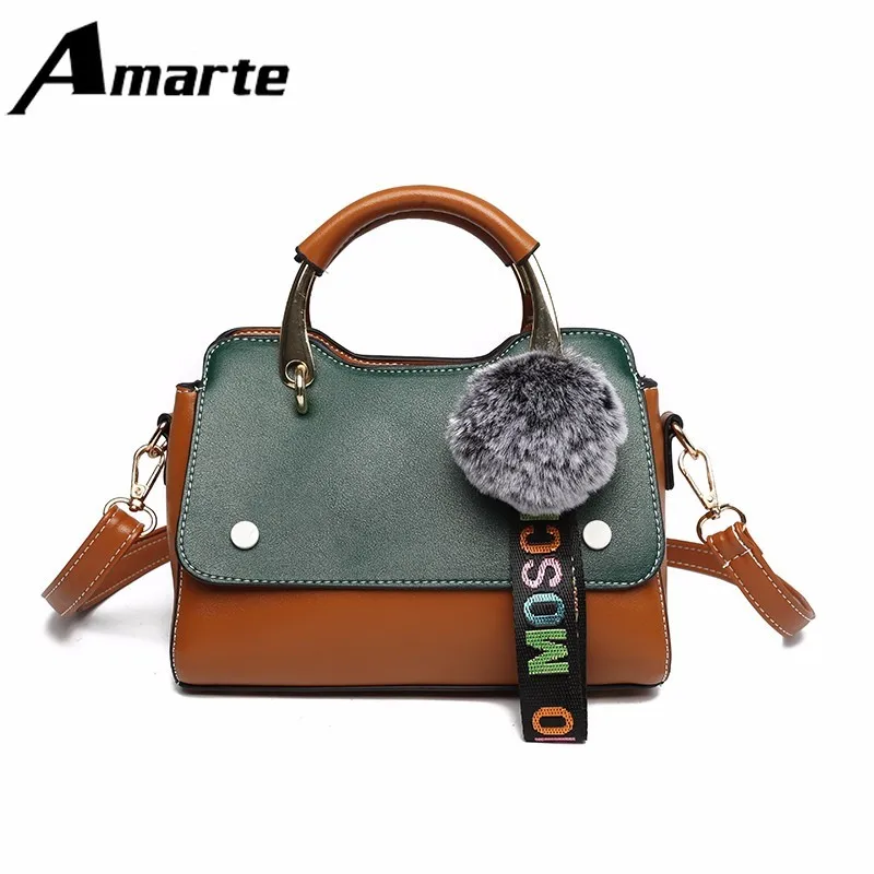

Fashion Lady Messenger Bag New Fashion Pom-poms with Accessories Wild Small Square Bags Metal Ring Shoulder Slung Color Handbag