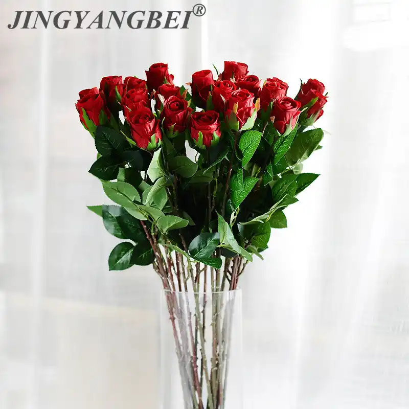 Real touch rubber flower polyurethane perennial flower roses red rose