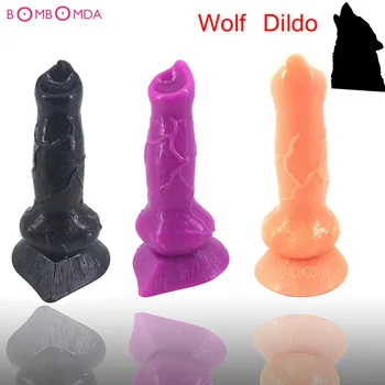 Wolf long big penis large dildo female masturbation sex dildo toys soft anal plug Massage vaginal anal toys for woman lesbian O4