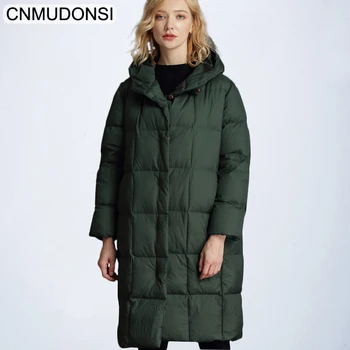 

Brand Elegant 2018 Winter Jackets Women Fluffy Duck Down Coat Women Vintage Long Warm Hooded Loose Snow Outwear Plus Size
