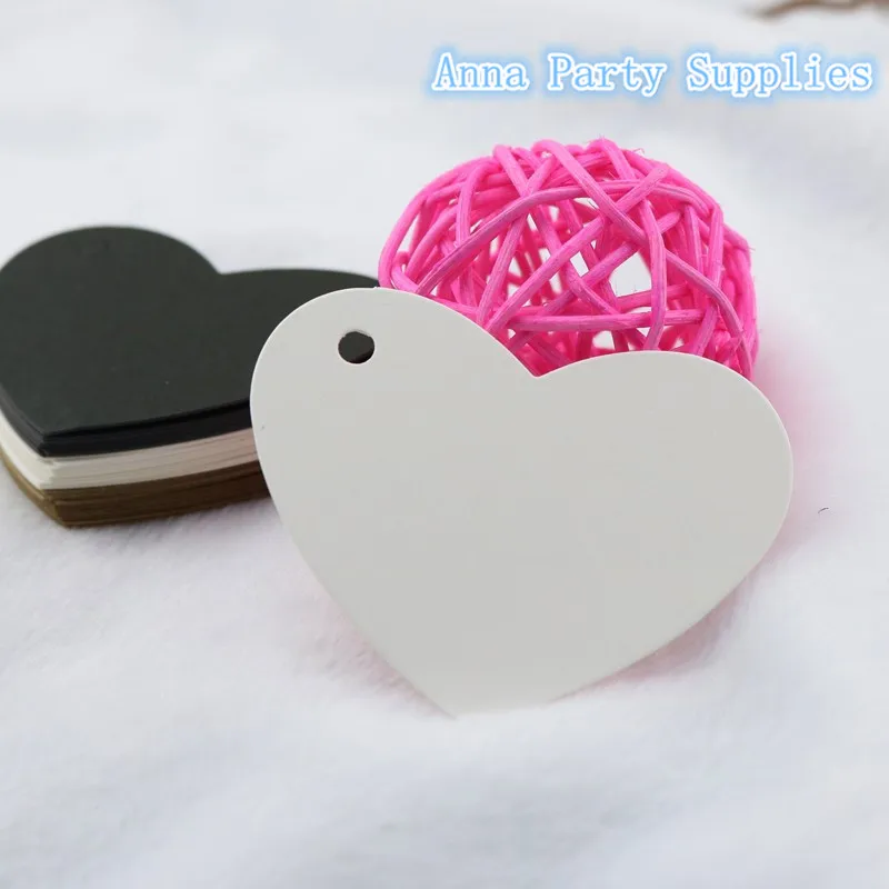 

50pcs White Black Gray Blank Heart Shape Kraft Paper Card Wedding Favour Gift Tag DIY Tag Price Label Party Favor