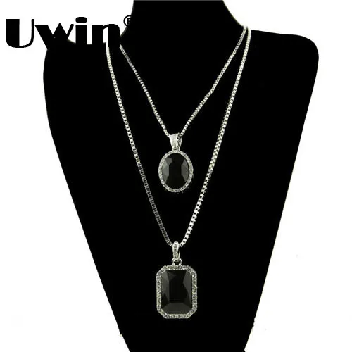 

Black Big Square Pendant Chain With Different Color And Small Size Pendant Available Necklace Set For Men 2016 New Arrival