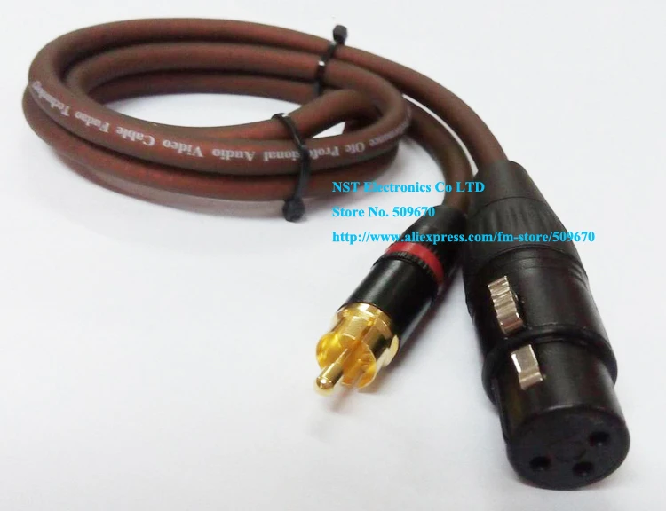 

High Quality Copper Microphone XLR 3Pin Female to Golden Plated RCA Male Plug Audio Connector Cable About 1MFree Shipping/1PCS