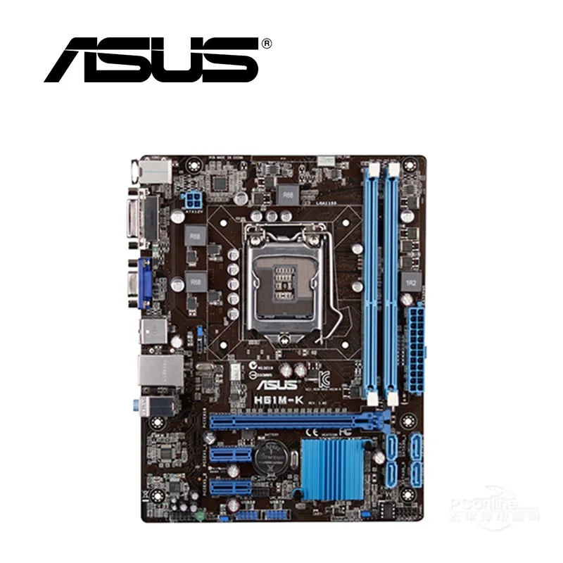 Asus H61M-K рабочего Материнская плата H61 разъем LGA 1155 i3 i5 i7 DDR3 16 ГБ Микро-ATX UEFI BIOS