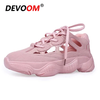 

Mules Women Shoes 2018 Breathable Hollow Summer Ladies Shoes Flats Brand Quality Leather Fashion Sneakers Woman Height Increase