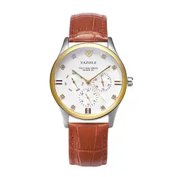 Дропшиппинг Новый люксовый бренд кварцевые часы Для мужчин шесть указатели золотистые кожаные Многофункциональный Часы маленький