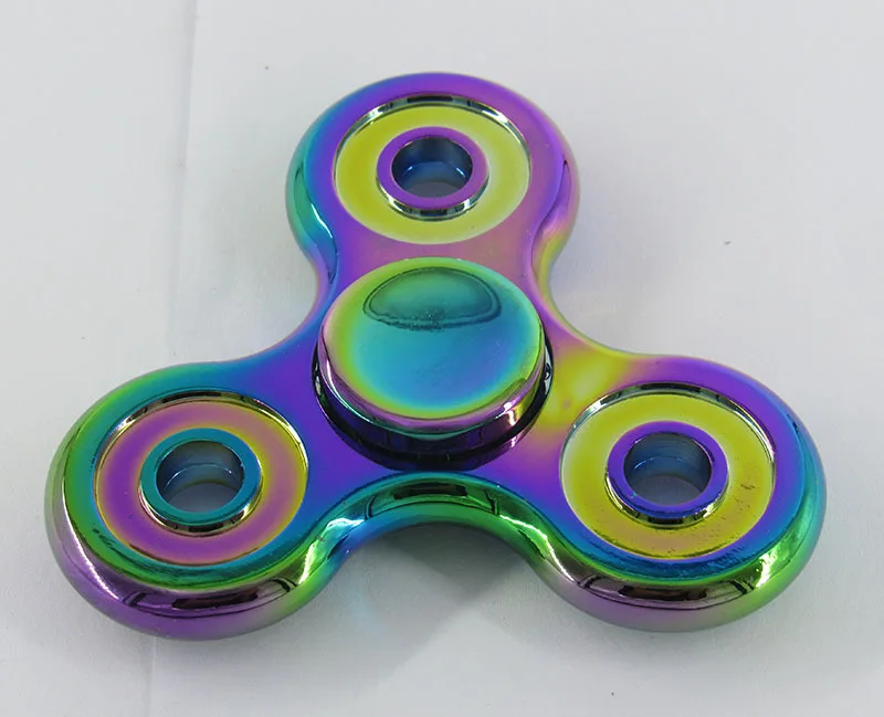 Американская Горячая EDC красочные радужные окрашенные Tri-Spinner игрушка-Непоседа пластик ручной Спиннер для пальцев гироскоп чтобы отвлечься ADHD - Цвет: E