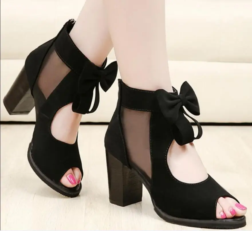 

Summer bowknot fish mouth high-heeled shoes thin gauze fashion female sandals for women's shoes