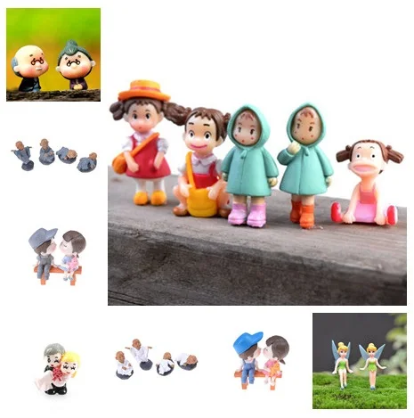 Mini Stool Couples Miniatures Decor Old Granny Cute Girl Monk Figurines Fairy Garden DIY Micro Landscape Home Decorations