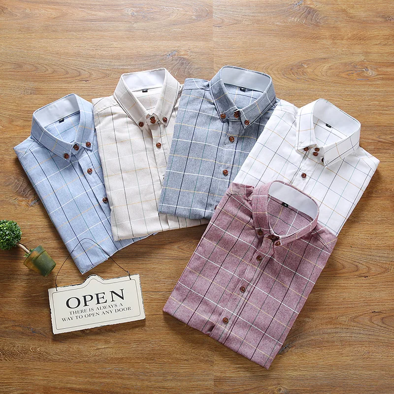 100-Cotton-Mens-Dress-Short-Sleeve-Shirts-Fashion-Casual-Slim-Fit-Plaid-Men-Shirts-Brand-Clothing (5)