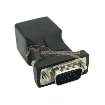 

Extender VGA RGB HDB 15pin Male to LAN CAT5 CAT6 RJ45 Network Cable Female Adapter