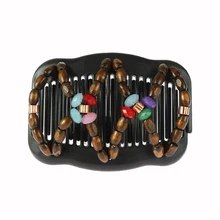 1 шт. винтажная бабочка имитация дерева бисера эластичные расчески для волос двойная Волшебная скользящая расческа заколки для волос для женщин аксессуары для волос