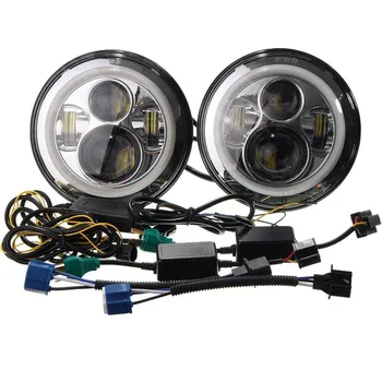 

high lumen super bright 2pcs 7inch 45W wranger Led Headlight for Truck 12v-24V With led headlight replacement H4 Base
