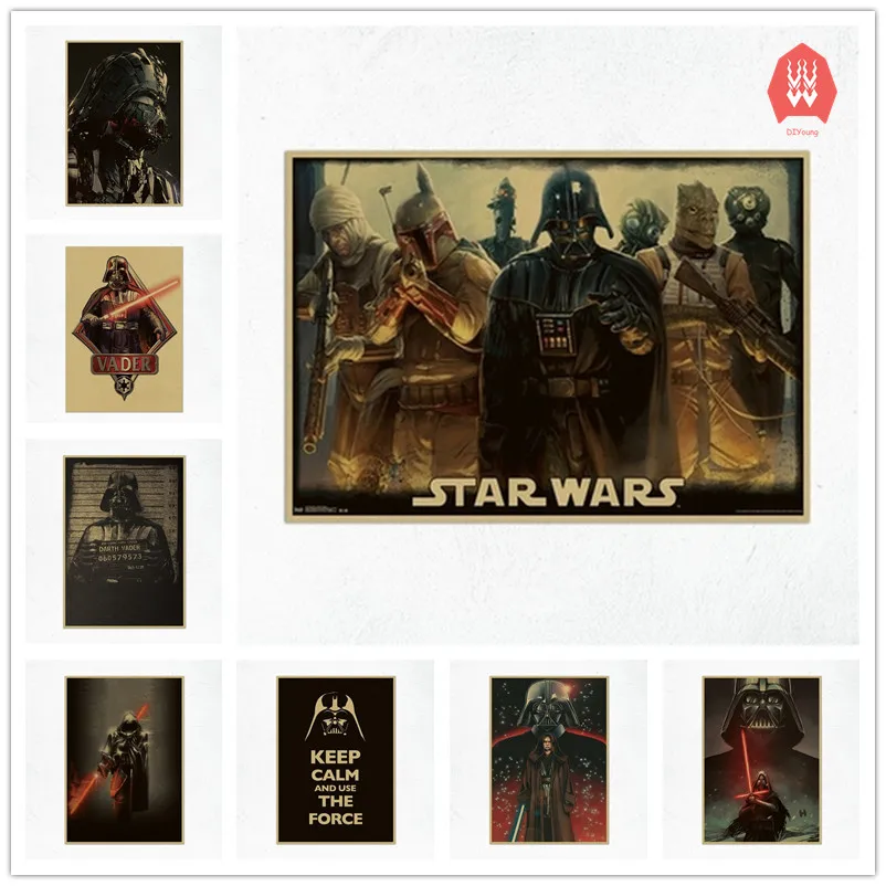 

Classic Vintage Movie Star Wars Darth Vader Series Poster Cafe Bar Home Decor Painting Retro Kraft Paper Wall Sticker Gift