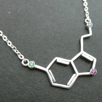 

Serotonin or Dapomine Love Molecule Necklace - Science Chemistry Biology Doctor Nerd Geek Geekery Biology Valentine Christmas