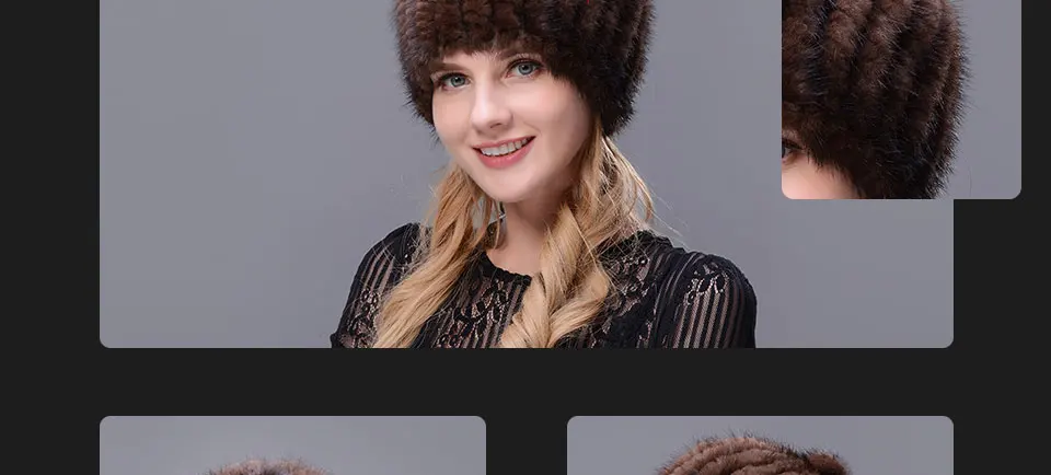 Зимняя женская шляпа снег шляпа норки ручной работы лиса большой волосы мяч Российской Cap натуральный мех один капюшон колпачок
