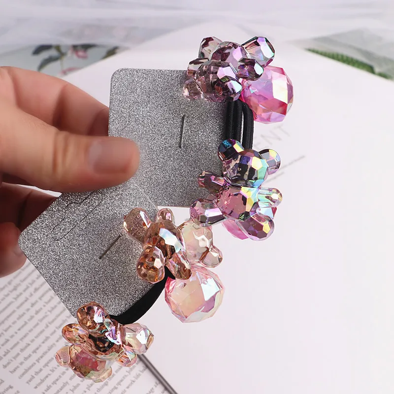 2Pcs/Pair Kids Girl hair accessories Korean Colorful Bear hair ring Cartoon Hair rope headdress High elastic Rubber band