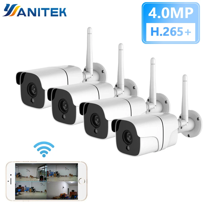 4MP Kit Wireless Security Camera System IP Camera Wifi SD Card Outdoor 4CH Audio CCTV System Video Surveillance Kit Camara