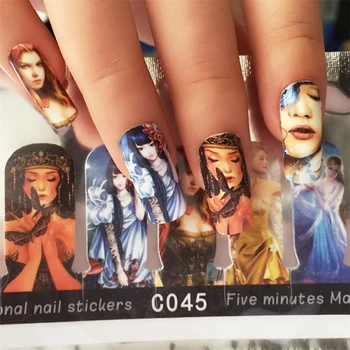 

2 packs Full cover adhesive Sticker 3D Nail Art Decorations Stickers cartoon girl Decal Beauty Manicure tools Nails Accessoires