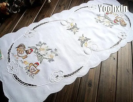 

Modern Embroidered bed table runner cloth cover flag towel mantel Nappe lace tea Tablecloth party Christmas Easter wedding decor
