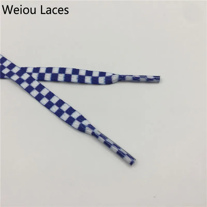 Weiou Flat Black White Red Blue Grid Shoe Lace String Sublimated Printing Polyester Checkered Digital Print Shoelaces Sneakers