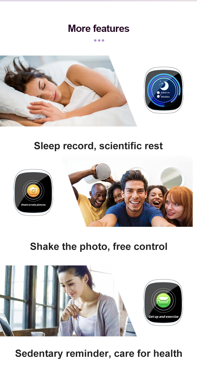 Lerbyee Смарт-часы водонепроницаемые GT103 кровяное давление фитнес-трекер монитор сна контроль музыки полный экран сенсорный для iPhone