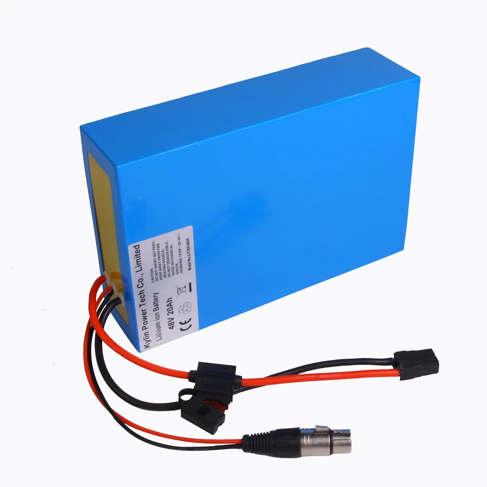 Perfect 48V 20AH Lithium Electric Scooter Bike Battery for Li-ion Ebike 750W 1000W E Bicycle Motor & 30A BMS 54.6V 2A Charger with fuse 4