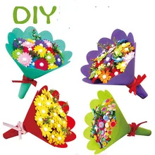 Holding Flowers Gift Kindergarten Diy Button Bouquet Mterial Package Children’s Educational Creative Toys