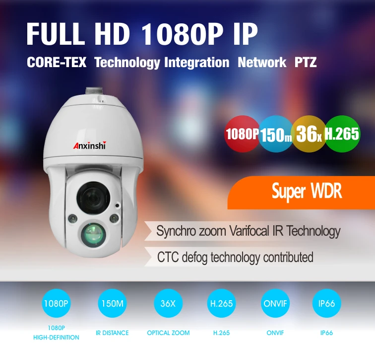 PoE 36X zoom H.265 2.0MP HD Starlight Низкая освещенность Супер WDR CORE-TEX технология интеграции сети PTZ камера