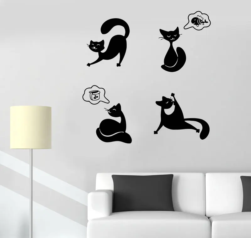 

Wall applique cat funny pet emotion animal kitten vinyl sticker, home living room decoration, zoo fashion wall decal DW10