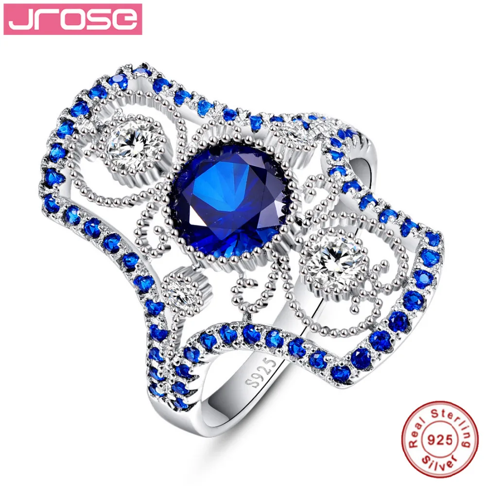 Jrose роскошное кольцо 1.55ct Blue AAA CZ цельное ювелирное изделие из стерлингового